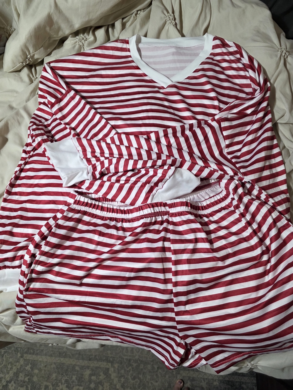 SHEIN Red & White Striped Women’s Pajama Set
